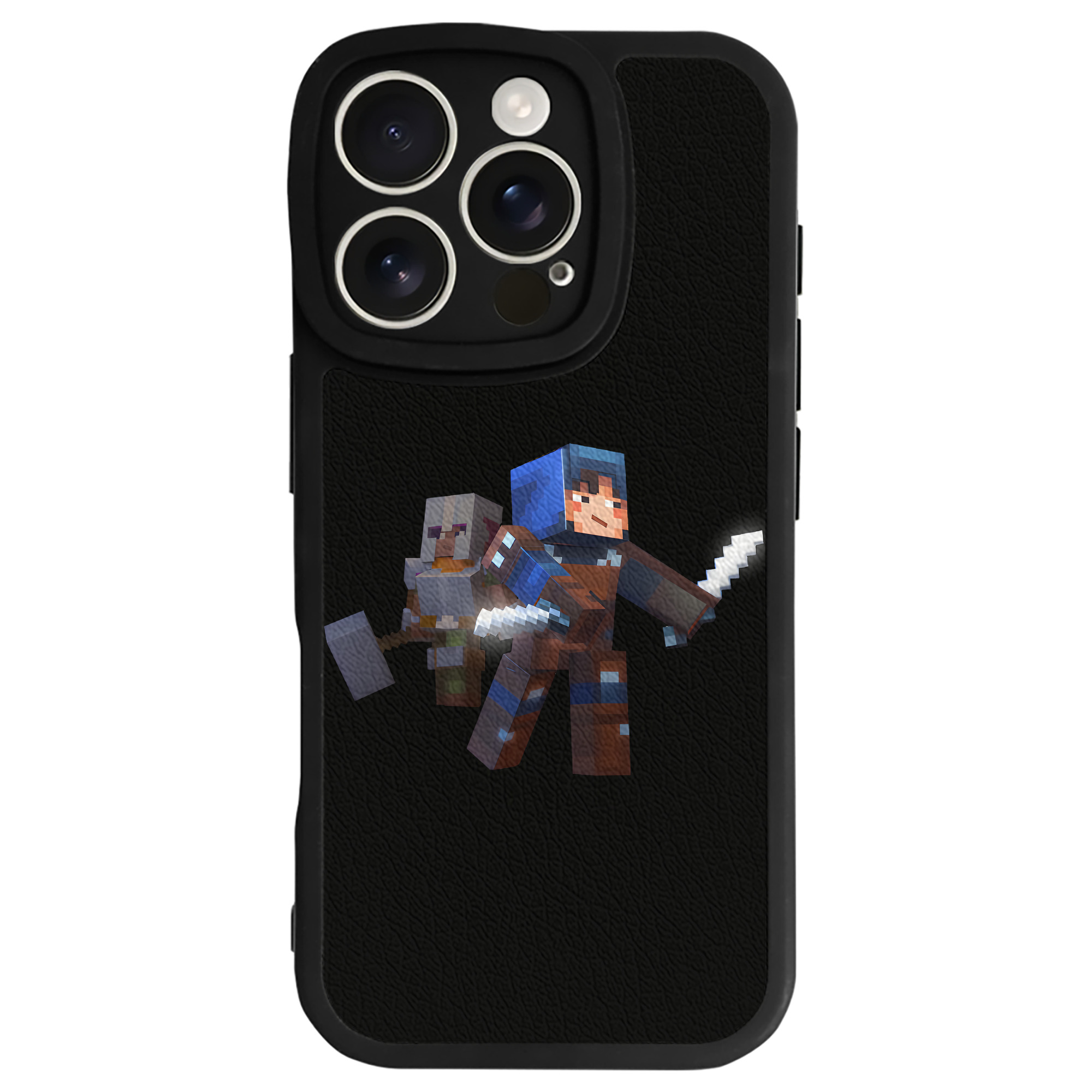 （画像用） マインクラフト ブロックの世界 Minecraft MC Block world 【iPhone 16シリーズ対応】シリコンスマホケース（レザー調） 材質：シリコン